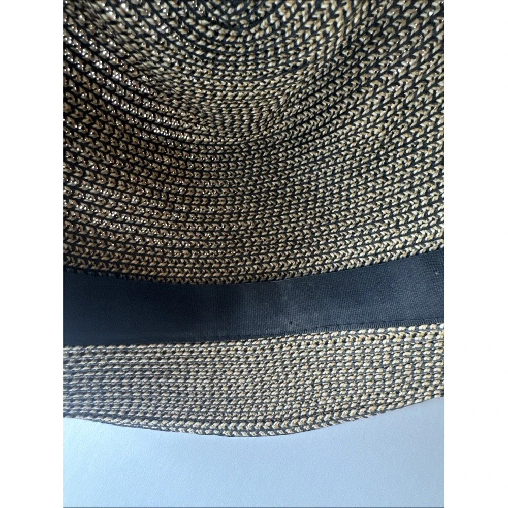 Disney Parks Mickey Mouse Woven Straw Fedora Hat Tan Black Adult Authentic